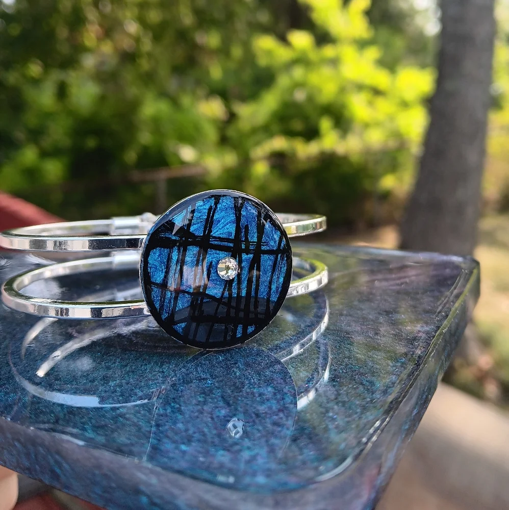 Blue Moonstone Inspired Bracelet Cuff